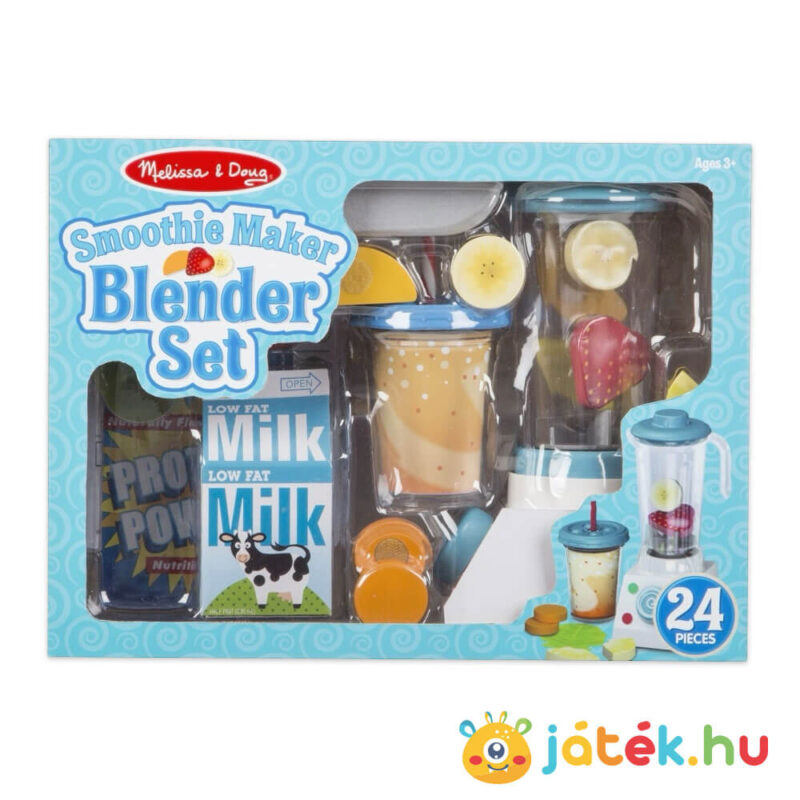 Szerepjáték: 24 darabos smoothie turmix készítő készlet turmixgéppel (Melissa & Doug)