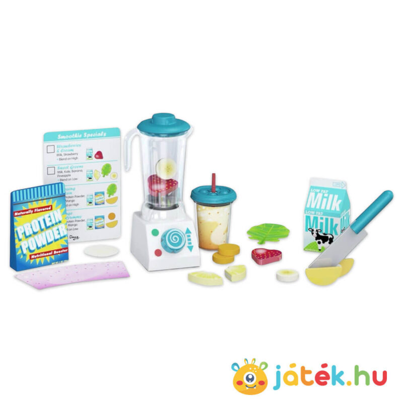 Szerepjáték tartalma: 24 darabos smoothie turmix készítő készlet turmixgéppel (Melissa & Doug)