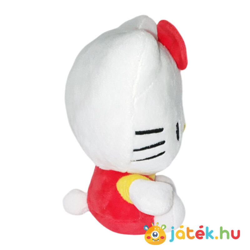 Hello Kitty plüss cica piros ruhában oldalról (14 cm)