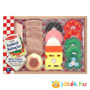 Szerepjáték: Szendvicskészítés, 17 db-os konyhai fajáték, szeletelhető hozzávalókkal (Melissa & Doug)