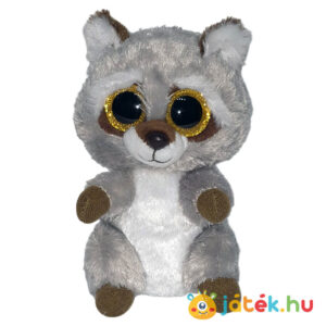 Ty Beanie Boos: Oakie, a csillogó szemű szürke plüss mosómedve (15 cm)