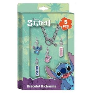 Lilo és Stitch: 5 db-os fém karkötő szett lányoknak, charmokkal
