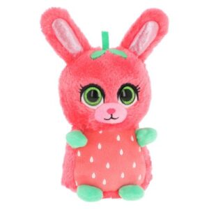Strawbunny, az eper illatú csillogó szemű piros plüss nyuszi, 14 cm (Animotsu)