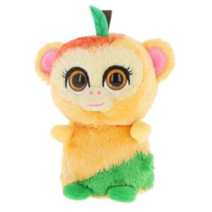 Benji, a mangó illatú csillogó szemű narancs-zöld plüss majom, 14 cm (Animotsu)