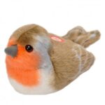 Élethű plüss vörösbegy hanggal, 14 cm (Wild Republic)