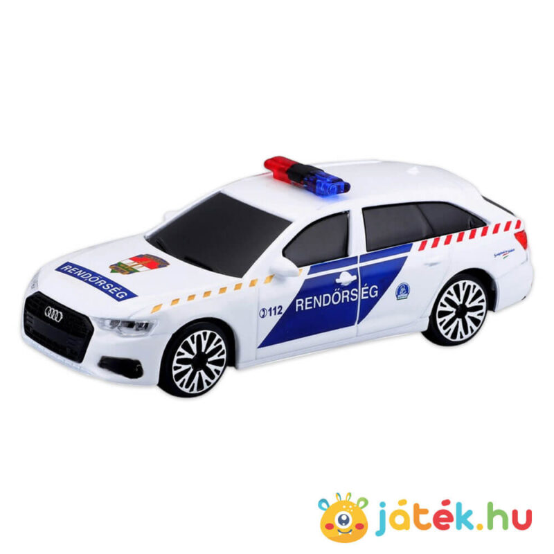Audi A6 Avant szirénázó magyar rendőrautó balról, 1:43 (Bburago)