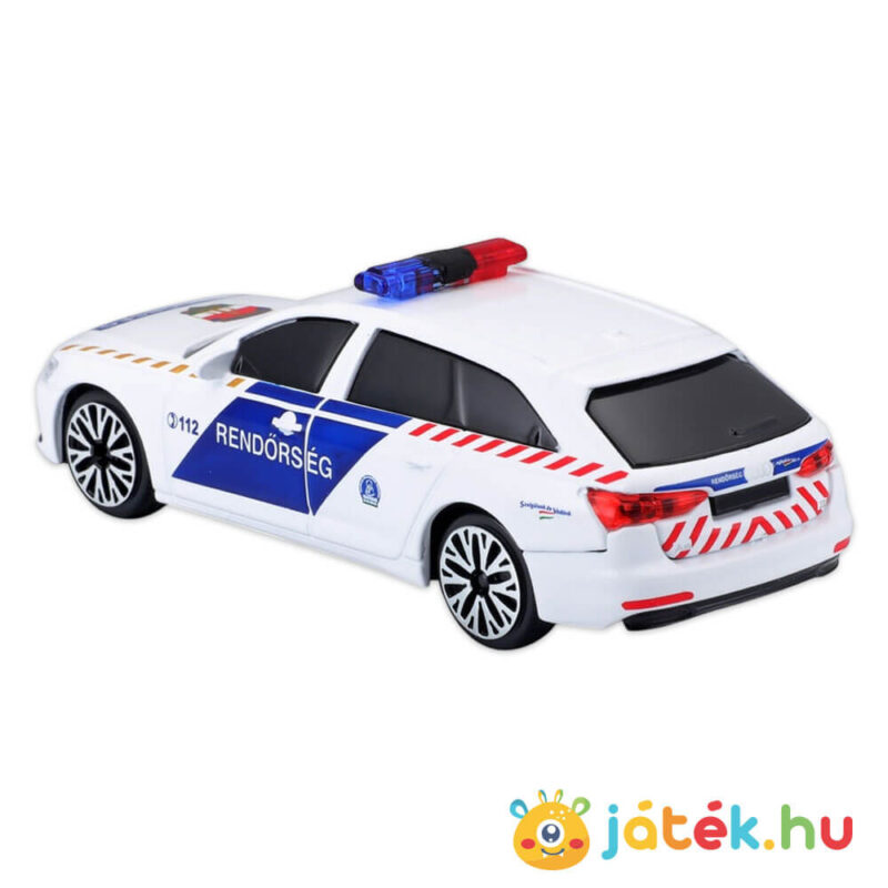 Audi A6 Avant szirénázó magyar rendőrautó hátulról, 1:43 (Bburago)