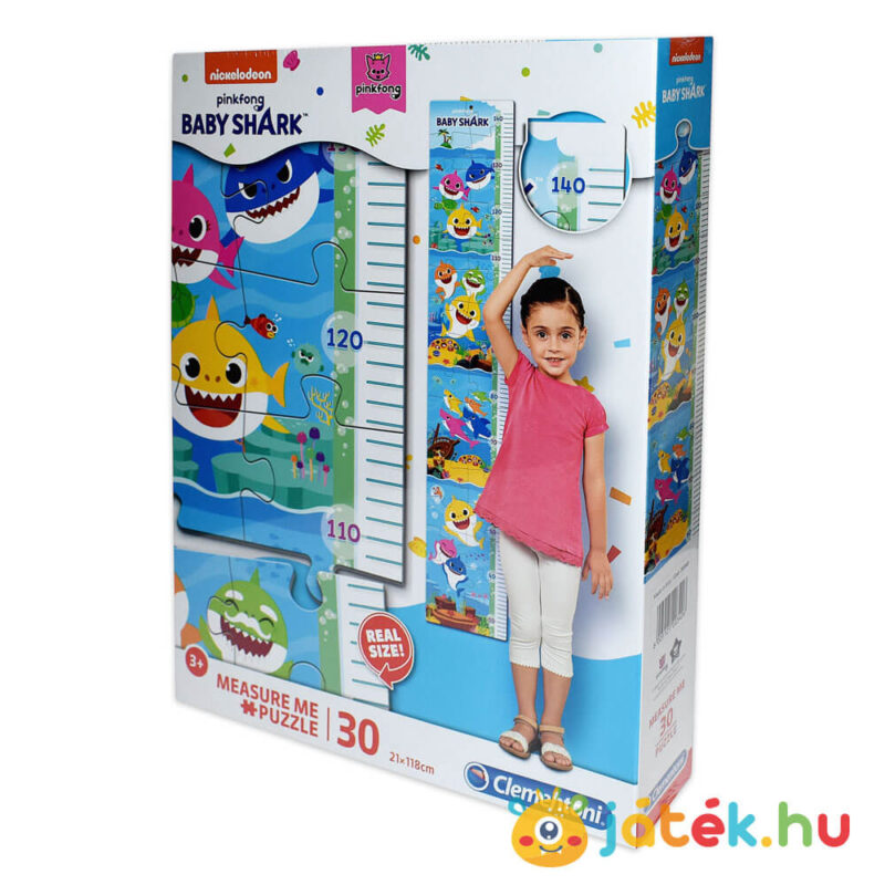 Baby Shark: Mérj meg! magasságmérő doboza balról 30 db-os Clementoni puzzle (20340)
