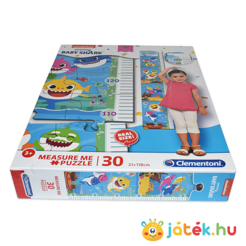 Baby Shark: Mérj meg! magasságmérő doboza fektetve 30 db-os Clementoni puzzle (20340)