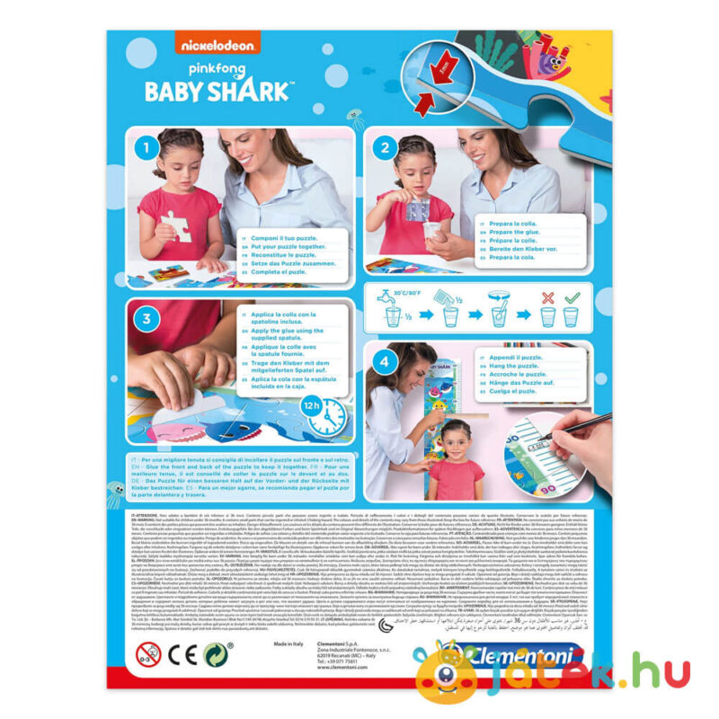 Baby Shark: Mérj meg! magasságmérő doboza hátulról 30 db-os Clementoni puzzle (20340)