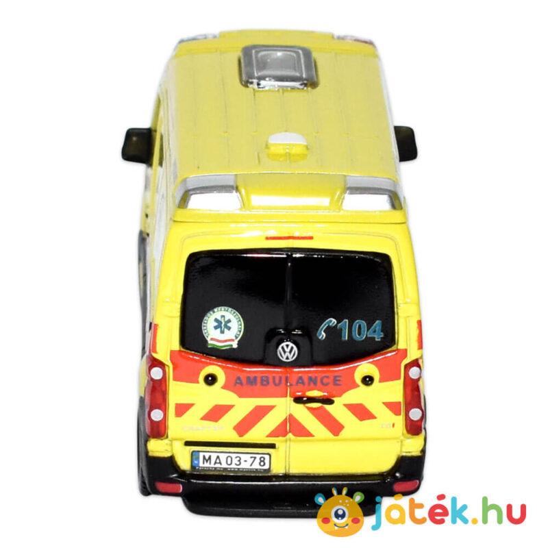 Bburago: Magyar Mentőautó makett esetkocsi, 1:50 (Volkswagen Crafer) hátulról