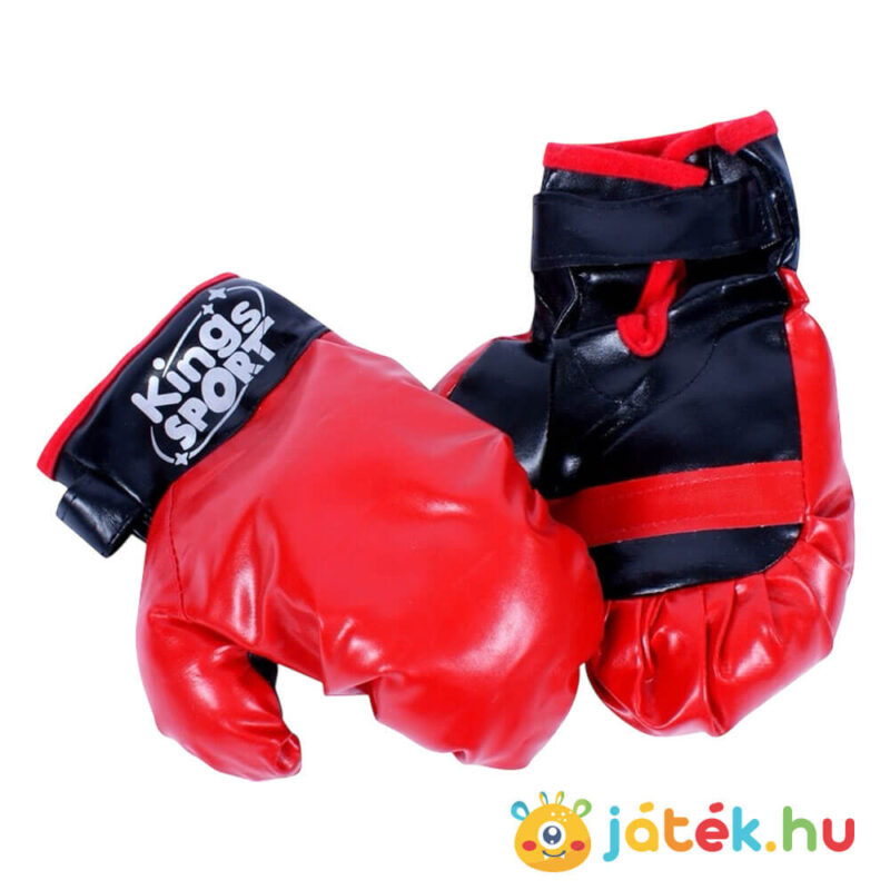 Boxkészlet: 82 cm-es piros-fekete bokszzsák piros bokszkesztyűje