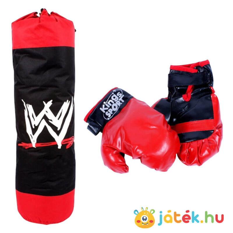 Boxkészlet: 82 cm-es piros-fekete bokszzsák piros bokszkesztyűvel