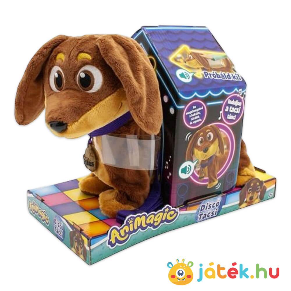 Disco Tacsi, sétáló és zenére táncoló plüss tacskó kutya (Animagic)