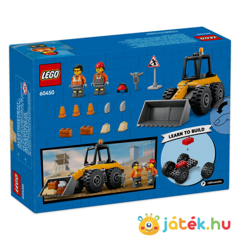 LEGO City 60450: Sárga kerekes rakodógép doboza, hátulról (Lego City Great Vehicles)