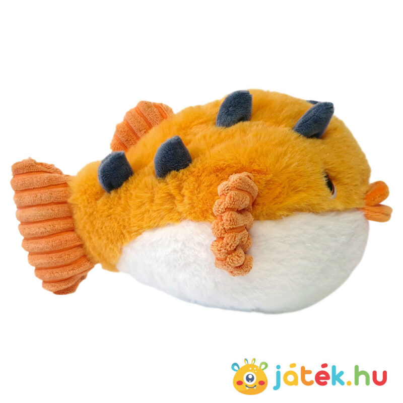 Plüss gömbhal oldalról, narancssárga-fehér, 25 cm (Keel Toys)