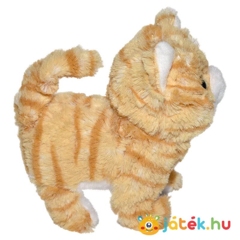 Füli, a sétáló, nyávogó skót lógófülű plüss cica oldalról (20 cm)