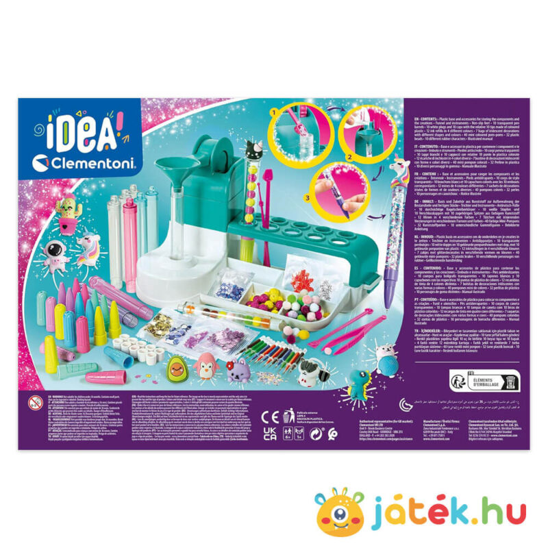 Tollkészítő laboratórium kreatív készlet doboza, hátulról (Clementoni IDEA)