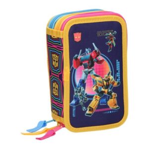 Transformers: 3 emeletes töltött tolltartó, Optimus Prime, Ürdongó, Arcee és Windblade mintával