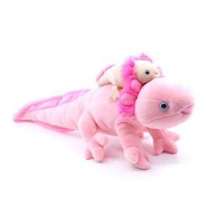 Rózsaszín plüss axolotl kicsinyével, 25 cm (Wild Republic)