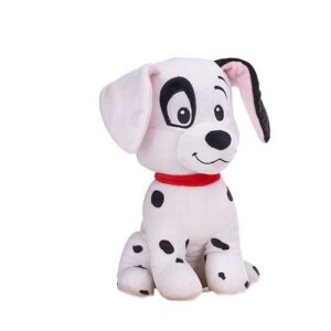 101 kiskutya: Foltos szemű plüss dalmata kutya, fekete fehér füllel, piros nyakörvvel, 26 cm