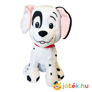 101 kiskutya: Foltos szemű plüss dalmata kutya, fekete fehér füllel, piros nyakörvvel (26 cm)