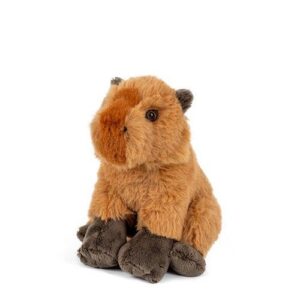 Barna, élethű ülő plüss vízidisznó (Capybara) kölyök, 15 cm (Semo)