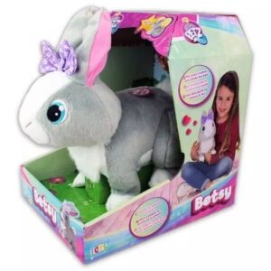 Betsy, interaktív plüss nyuszi lila masnival, 27 cm (Club Petz)