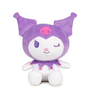 Kuromi: Lila csuklyás, kacsintós plüssfigura, 16 cm