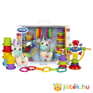 Bújós láma, 4 az 1-ben készségfejlesztő bébijáték szett (Playgro)