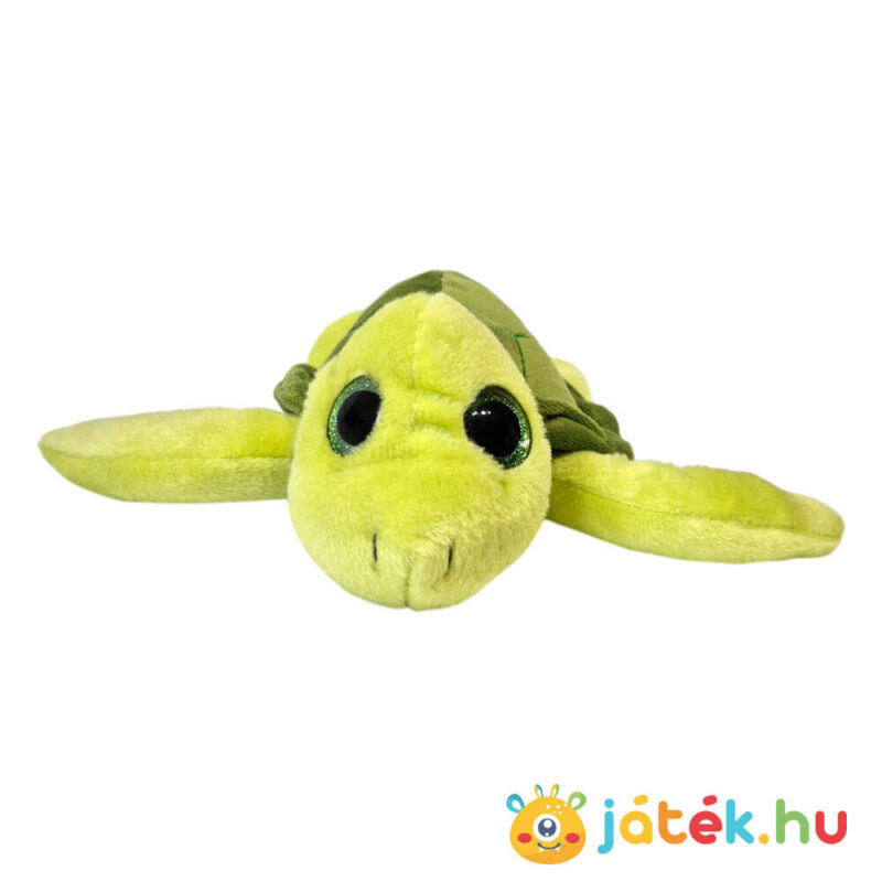 Csillogó szemű plüss teknős, előről (26 cm)