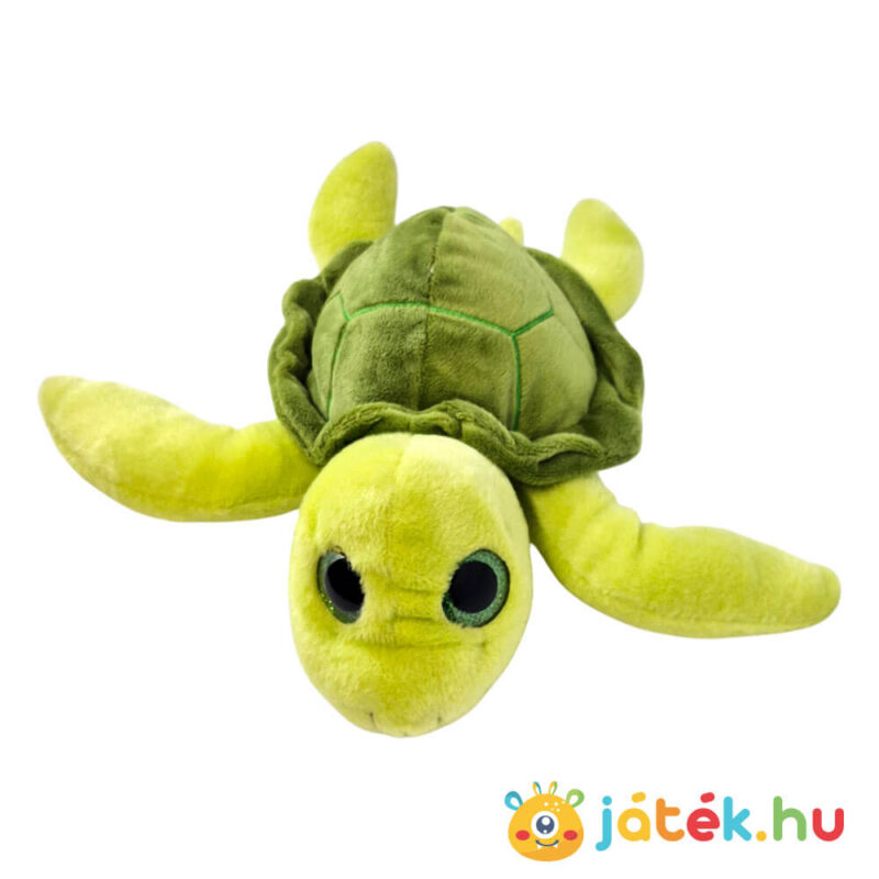 Csillogó szemű plüss teknős, felülről (26 cm)