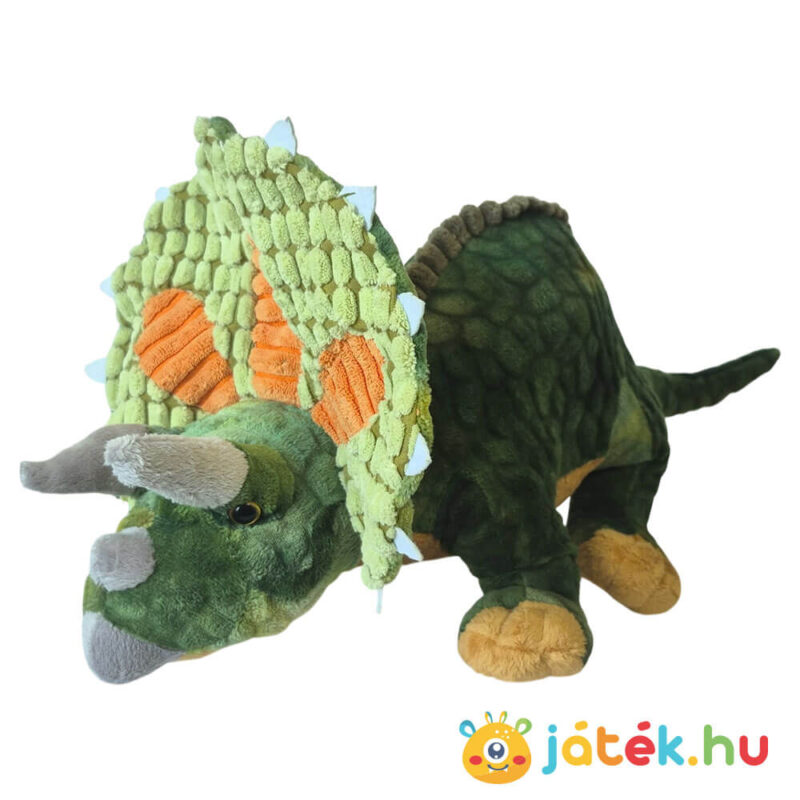 Élethű, átölelhető plüss triceratops dinoszaurusz balról, 38 cm (Semo)