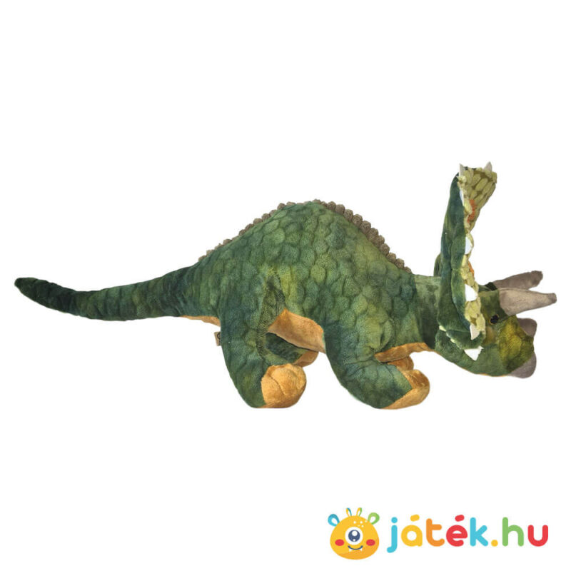 Élethű, átölelhető plüss triceratops dinoszaurusz oldalról, 38 cm (Semo)