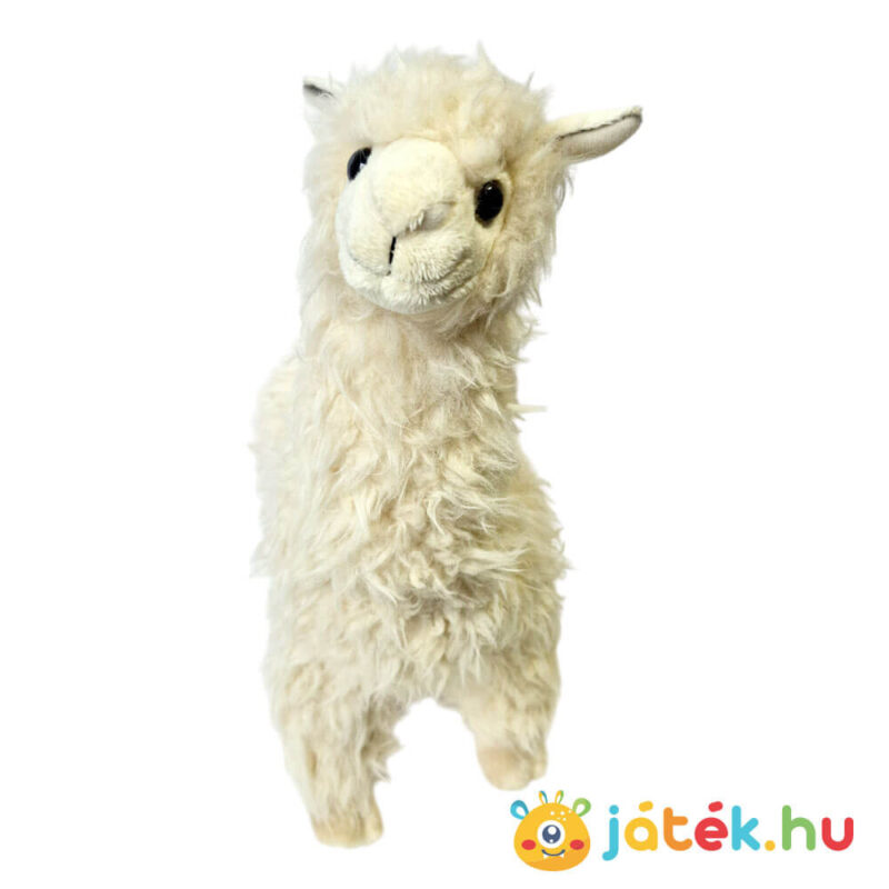 Élethű krém színű átölelhető plüss alpaka, előről (36 cm)