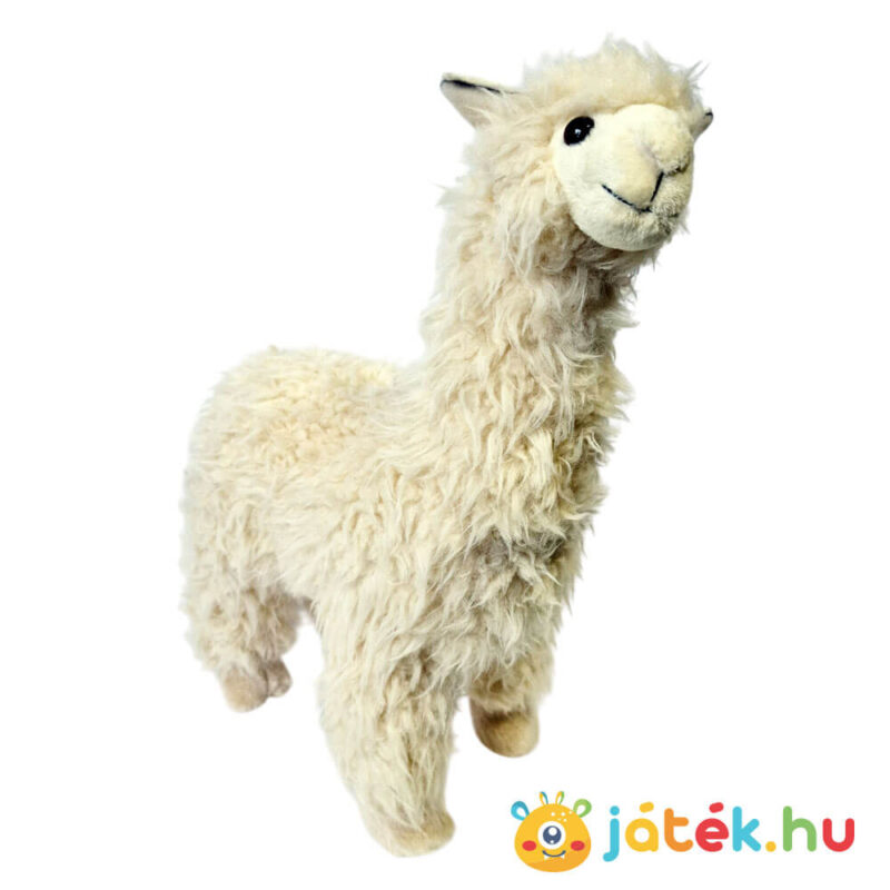 Élethű krém színű átölelhető plüss alpaka, jobbról (36 cm)