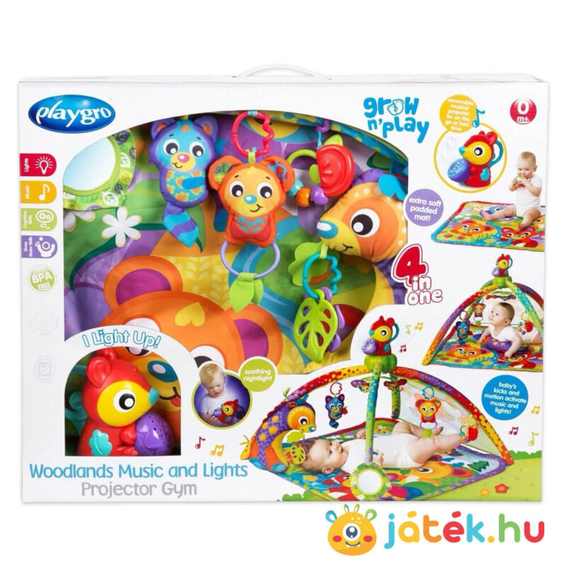 Erdős játszószőnyeg készségfejlesztő bébijáték fénnyel és hanggal doboza (Playgro)