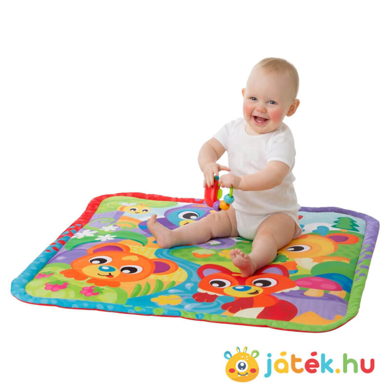 Erdős játszószőnyeg készségfejlesztő bébijáték fénnyel és hanggal, játék közben (Playgro)