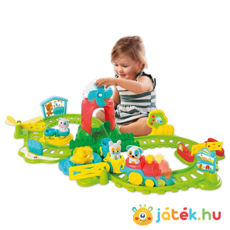 Interaktív vonat szett, készségfejlesztő bébijáték, játék közben (Baby Clementoni)