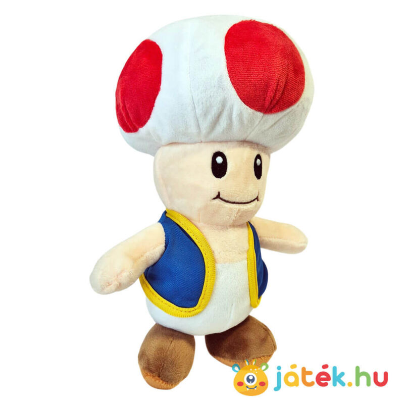 Kék mellényes Toad plüss, jobbról, 30 cm (Super Mario)