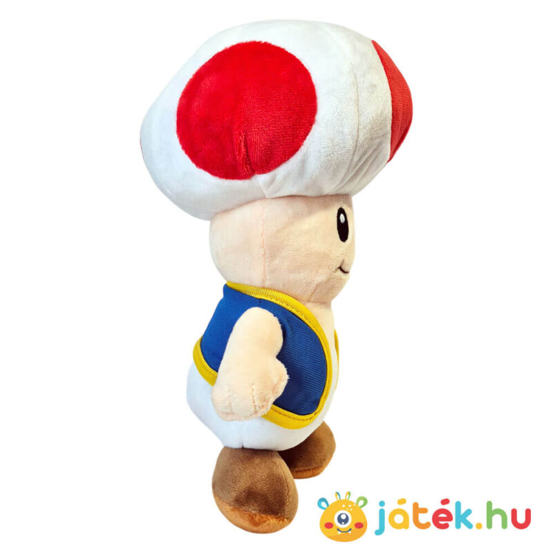 Kék mellényes Toad plüss, oldalról, 30 cm (Super Mario)