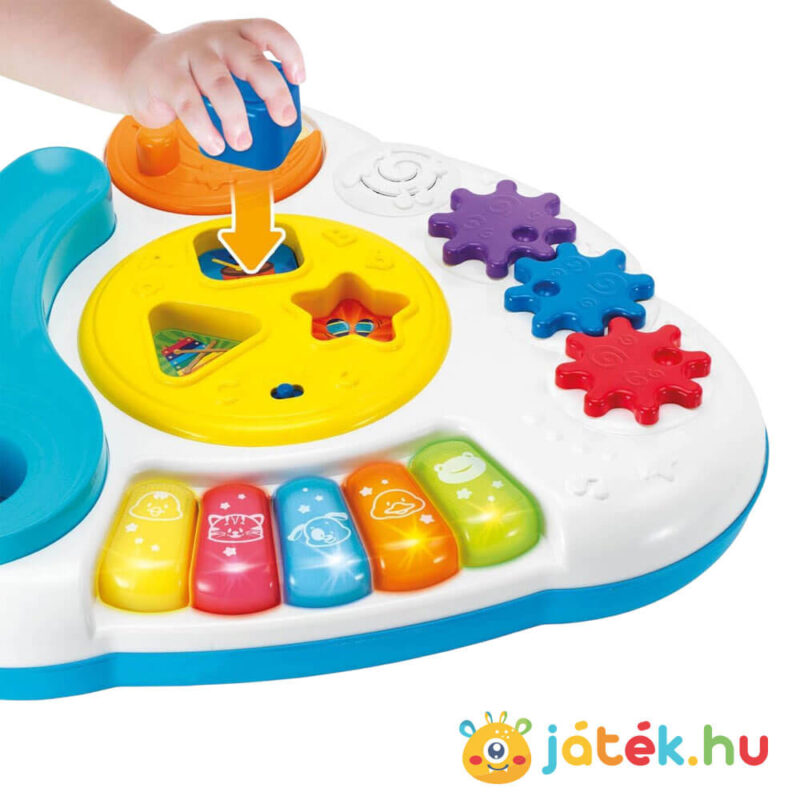 Labdák és formák zenélő készségfejlesztő bébiasztal, formaillesztő játéka (Winfun)