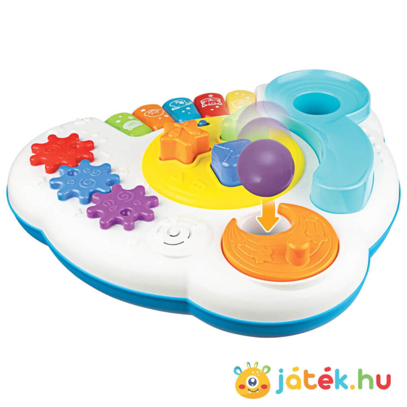 Labdák és formák zenélő készségfejlesztő bébiasztal, labdás játéka (Winfun)