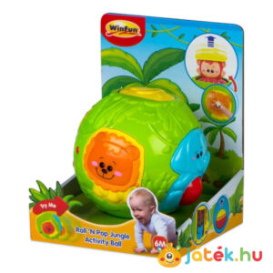 Világító dzsungel labda, hangot adó sétagolyó, készségfejlesztő bébijáték (Winfun)