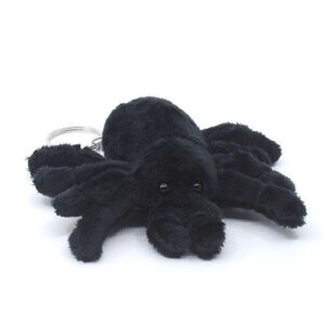 Fekete plüss tarantula pók kulcstartó, 12 cm