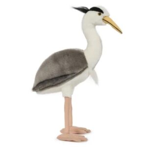 Élethű álló szürke gém plüss madár, 33 cm (Semo)