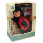 Anne Geddes: Puha testű babafigura, katica ruhában, 23 cm