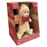 Anne Geddes: Puha testű babafigura, mézeskalács ruhában, 23 cm (Karácsonyi kollekció)