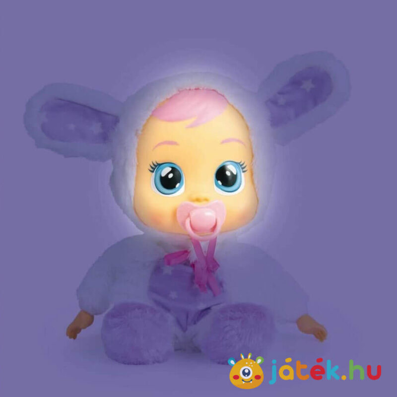 Cry Babies: Jó éjt! Coney, világító interaktív játékbaba, világí fejjel (30 cm)