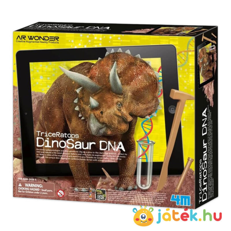 Dinoszaurusz DNS felfedező készlet tudományos játék: Foszforeszkáló Triceratops (4M)